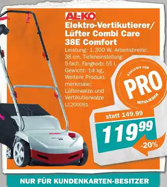 Let's Do It Baumarkt Elektro-Vertikutierer/ Lüfter Combi Care 38E Comfort Angebot