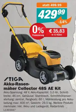 Let's Do It Baumarkt Akku-Rasen- mäher Collector 48S AE Kit Angebot