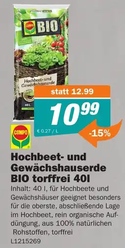 Let's Do It Baumarkt Hochbeet-und Gewächshauserde BIO torffrei 401 Angebot