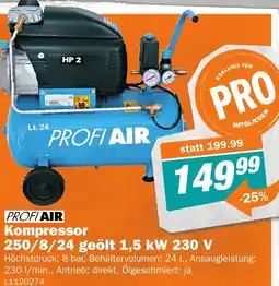 Let's Do It Baumarkt Kompressor 250/8/24 geölt 1,5 kW 230 V Angebot