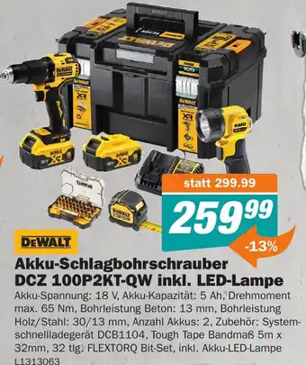 Let's Do It Baumarkt Akku-Schlagbohrschrauber DCZ 100P2KT-QW inkl. LED-Lampe Angebot