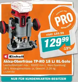 Let's Do It Baumarkt Akku-Oberfräse TP-RO 18 Li BL-Solo Angebot