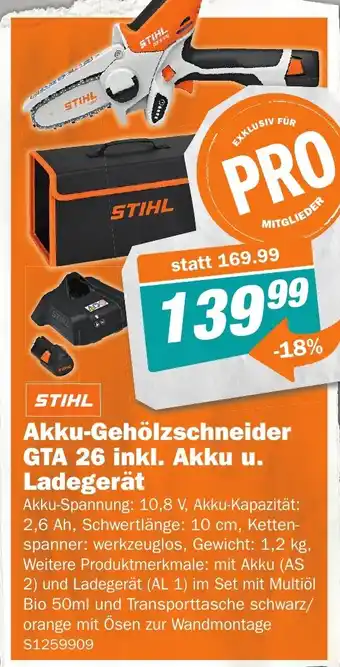 Let's Do It Baumarkt Akku-Gehölzschneider GTA 26 inkl. Akku u. Ladegerät Angebot