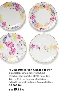 Tchibo Eduscho 4 dessertteller mit glanzgolddekor Angebot