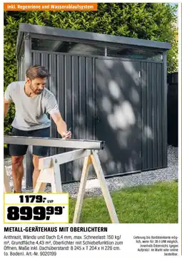 OBI Metall-gerätehaus mit oberlichtern Angebot