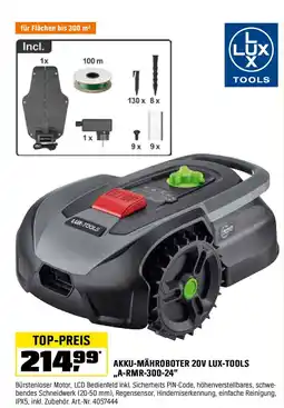 OBI Akku-mähroboter 20v lux-tools ,,a-rmr-300-24 Angebot