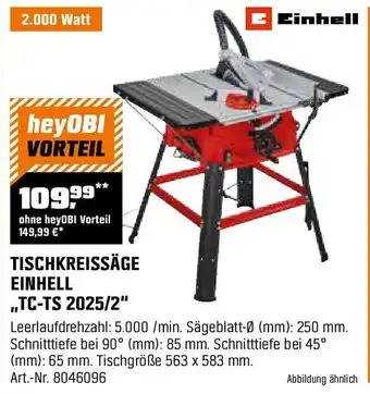 OBI Tischkreissäge einhell Angebot