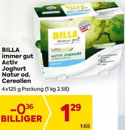 Billa Activ Joghurt Natur od. Cerealien Angebot