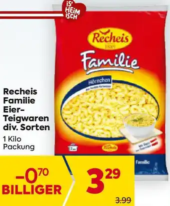 Billa Familie Eier- Teigwaren Angebot