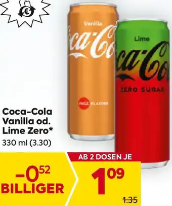 Billa Vanilla od. Lime Zero Angebot