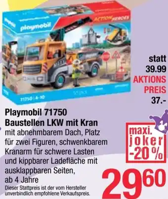 Maximarkt Playmobil Baustellen LKW mit Kran Angebot