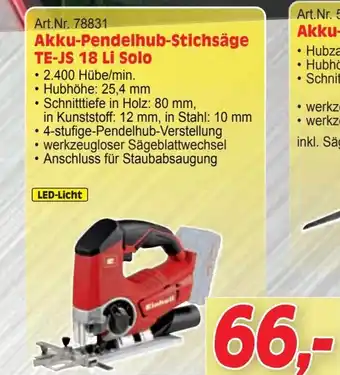 Zgonc Akku-pendelhub-stichsäge te-js 18 li solo Angebot