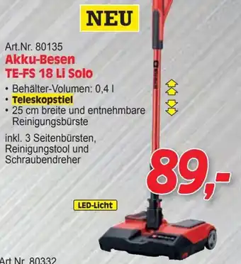 Zgonc Akku-besen te-fs 18 li solo Angebot