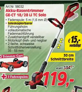 Zgonc Akku-rasentrimmer ge-ct 18/28 li tc solo Angebot