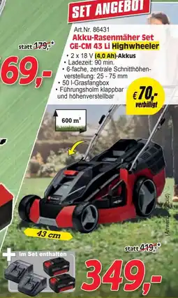 Zgonc Akku-rasenmäher set ge-cm 43 li highwheeler Angebot