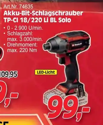 Zgonc Akku-bit-schlagschrauber tp-ci 18/220 li bl solo ⚫0-2.900 u/min. schlagzahl: Angebot