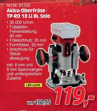 Zgonc Akku-oberfräse tp-ro 18 li bl solo Angebot