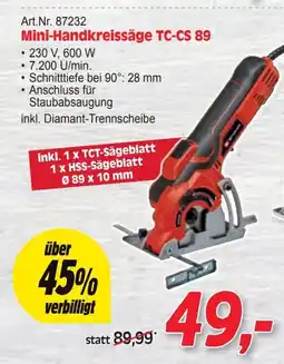 Zgonc Mini-handkreissäge tc-cs 89 Angebot