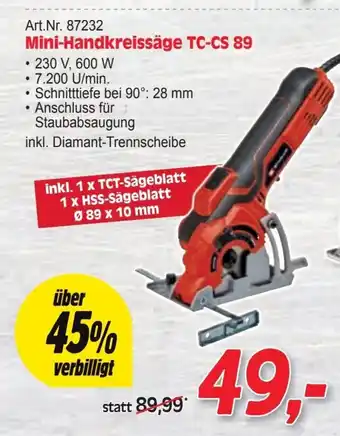 Zgonc Mini-handkreissäge tc-cs 89 Angebot