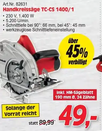 Zgonc Handkreissäge tc-cs 1400/1 Angebot