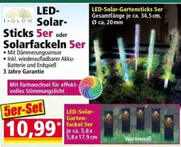 Norma Led- i-glow solar- sticks 5er oder solarfackeln Angebot