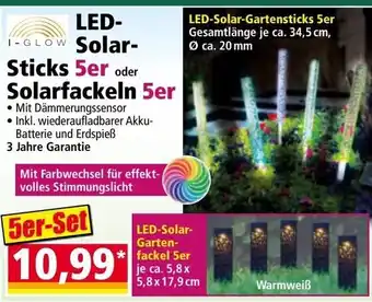 Norma Led- i-glow solar- sticks 5er oder solarfackeln Angebot