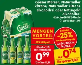 Interspar Gösser Märzen, Naturradler Zitrone, Naturradler Zitrone alkoholfrei oder Naturgold alkoholfrei Angebot