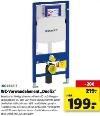 Hagebau WC-Vorwandelement Duofix Angebot