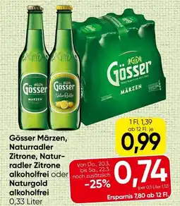 Spar Zitrone, natur- radler zitrone gösser märzen, naturradler zitrone alkoholfrei oder naturgold alkoholfrei Angebot