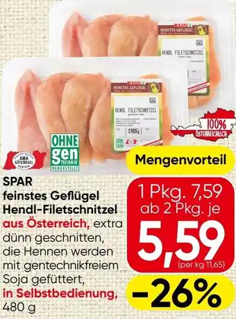 Spar Feinstes geflügel hendl-filetschnitzel Angebot