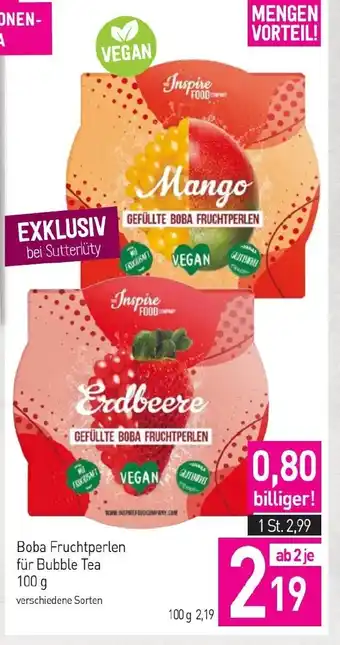 Sutterlüty Boba fruchtperlen für bubble tea Angebot