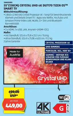 Hofer 55" (138cm) crystal uhd 4k du7170 tizen os smart tv Angebot