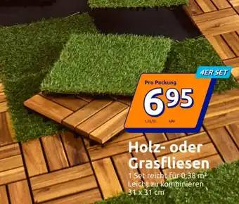 Action Holz- oder Grasfliesen Angebot