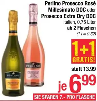 Maximarkt Perlino Prosecco Rosé Millesimato DOC oder Prosecco Extra Dry DOC Angebot