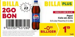 Billa Pepsi cola od. zero Angebot