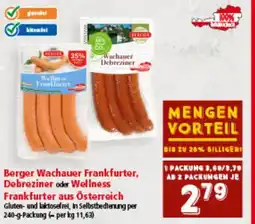 Interspar Berger Wachauer Frankfurter, Debreziner oder Wellness Frankfurter aus Österreich Angebot