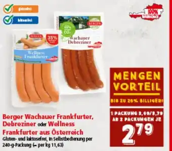 Interspar Berger Wachauer Frankfurter, Debreziner oder Wellness Frankfurter aus Österreich Angebot