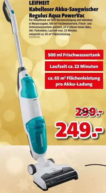 Liebmarkt Leifheit Kabelloser Akku-Saugwischer Regulus Aqua PowerVac Angebot