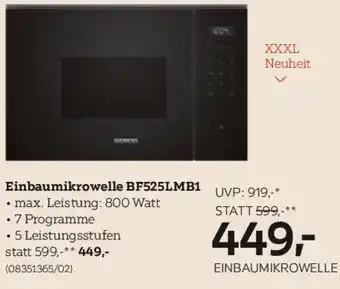 XXXLutz Einbaumikrowelle BF525LMB1 Angebot