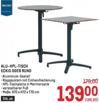 Metro Alu-hpl-tisch eckig oder rund Angebot