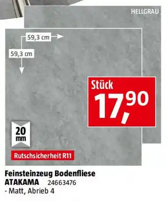 Bauhaus Feinsteinzeug bodenfliese atakama Angebot