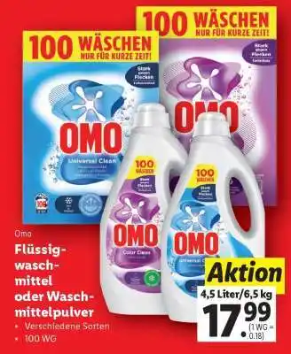 Lidl Omo Flüssigwaschmittel oder Waschmittelpulver Angebot
