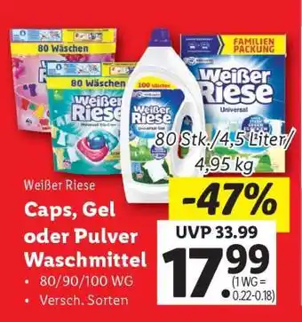 Lidl Weißer Riese Caps, Gel oder Pulver Waschmittel Angebot