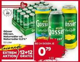 Billa Gösser Märzen, Naturradler od. Naturradler 0,0% Angebot