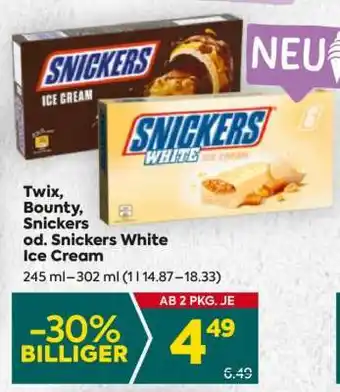 Billa Twix, Bounty, Snickers od. Snickers White Ice Cream Angebot