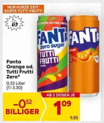 Billa Fanta Orange od. Tutti Frutti Zero Angebot