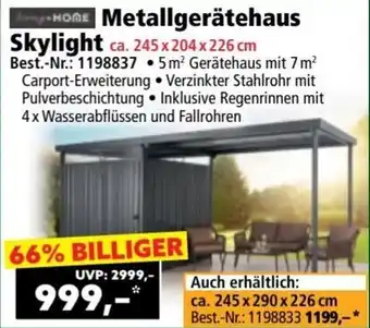 Norma Metallgerätehaus Skylight Angebot