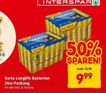 Interspar Varta Longlife Batterien 24er-Packung Angebot