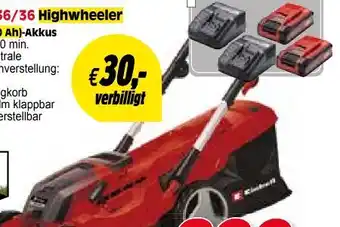 Zgonc Einhell Akku-Rasenmäher-Set Rasarro 36/36 Highwheeler Angebot