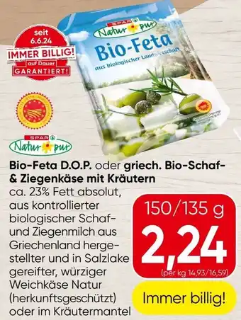 Spar Bio-feta d.o.p. oder griech. bio-schaf- & ziegenkäse mit kräutern Angebot